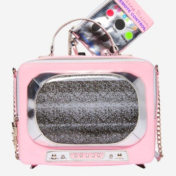 Betsey Johnson Handbags - NWT Betsey Johnson Kitsch Pink Boob TubeCrossbody Bag & TV Remote Pouch
BJ32545M